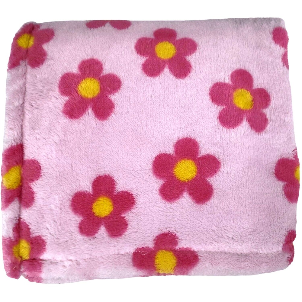 Baby Gear Pink‎ Fleece Flower Blanket Floral Daisy Yellow Girl Lovey Security